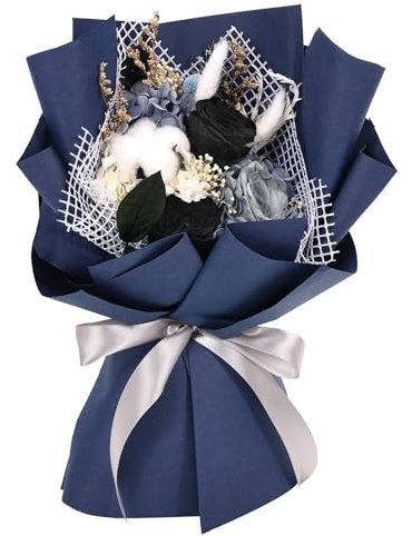 Zanfqvo Ramos de Rosa Eterna - Regalos Originales para Mujer - Rosa Eterna Natural Preservada para Mamá Novia Esposa Cumpleaños Navidad Valentín (Negro)