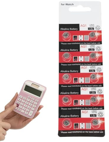 Baterías Redondas pequeñas, baterías de Monedas,Paquete Variado de baterías de Larga duración de 1,55 V | 10 Pilas de botón pequeñas AG1 AG4 para calculadoras, audífonos y cronómetros