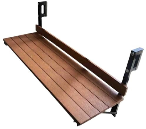 JKAVPPT Holz-Balkon-Stehtisch for Geländer, 80 x 25 cm, Outdoor-Balkongeländer, hängender Beistelltisch, Wandmontage, klappbare Balkontische, Verstellbarer Decktisch for Terrasse, Garten, Veranda