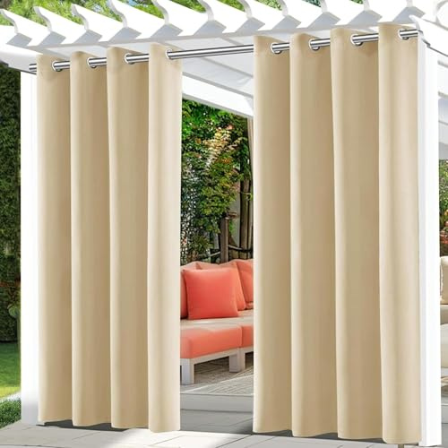 Yaqor X2 Cortinas Exterior Terraza Impermeable Beige 213x132cm. Cortinas Exterior para Pérgolas, Porches Y Terrazas - Diseño Elegante Y Resistente para Proteger Tu Espacio Al Aire Libre (2)