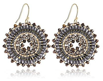 Perlenohrringe für Damen, Sommer, Perlen, Kristalle, Glasperlen, baumelnd, Bohemia, Strand, Statement-Ohrringe, Glas, Kein Edelstein