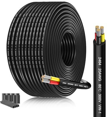 SCHDRA UL2464 20AWG 3x0,5mm² Cavo Elettrico Bassa Tensione, 25m | Rame stagnato multifilo, PVC flessibile. Per LED, sensori, solare e auto