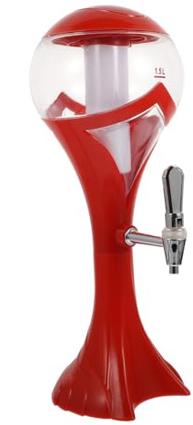 Zerodeko Dispensador de Bebidas Grifo 1.5l Rojo, Dispensador de Cerveza LED Torre Luminosa, Plástico Resistente para Fiestas Hogar y Eventos Sociales