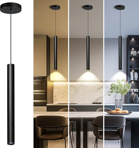 JOLTCIY 15-inch Modern Pendant Light, Dimmable 3CCT 2700-6000K LED Hanging Light for Kitchen Island, Dining Room, Bedroom, 12W, ETL Certified (1-Pack)