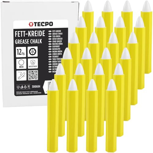 TECPO Lot de 24 craies blanches universelles pour pneus - Marqueur de pneu - Étanche - Résistant aux taches - Craie grasse - Haute opacité - Marquage précis