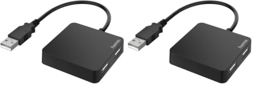 Hama USB Hub 2.0, 4-Fach Adapter (4in1 USB A Hub, Splitter mit 4-Ports, klein & kompakt, großer Buchsenabstand, Bus-Powered, externer USB-Verteiler) schwarz (Packung mit 2)