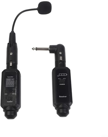 LatoYard Sistema de micrófono inalámbrico UHF para saxofón, trompeta y Erhu con 16 canales, baja latencia y batería de 800 mAh