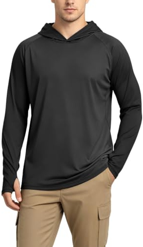 DiULi UV solskydd för män långärmad tröja, UV-skydd huvtröja för fiske Rash Guard, Sun Hoodie UPF50+ UV träning gym tröja