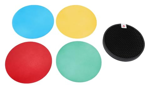 Color Gels Honeycomb Grid Kit for AD200 AD200pro Flash Photography Color Filter Gels 4 Color Green Yellow Red Blue with Honeycomb Grid for Studio Photography Plastic Accessory