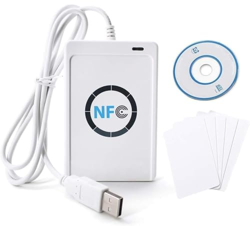 NFC Lesegerät, USB NFC RFID Reader Writer ACR122U ISO14443A/B Kontaktloses IC Kartenlesegerät mit Einer Übertragungsgeschwindigkeit von 424 Kbit/s, kostenloser Software und 5 IC-Karten