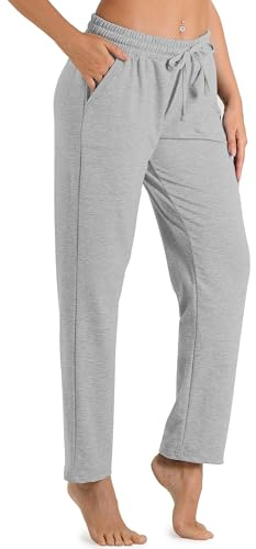 icyzone Damjoggingbyxor, sweatbyxor, långa sportbyxor, fritidsbyxor, raka ben, byxor med dragsko, LJUSGRÅ, XL