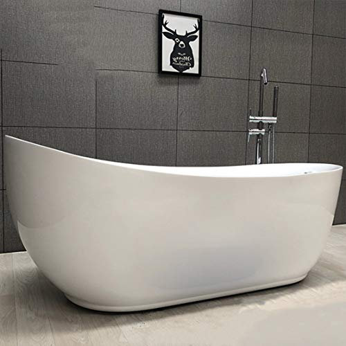 DaiMeng Modern Eigenständige Badewanne Weiß Acryl Hoher Rücken Großer Raum Badewanne mit Wasserhahn Duschkopf Wasserventil,180 * 91 * 80cm