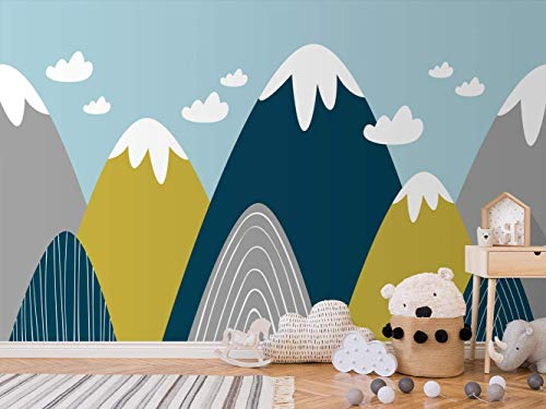 Oedim Wandtapete aus Vinyl und Kindertapete für Wände in bunten Bergen | Wanddekoration | Kindertapete | Dekoration für Esszimmer, Wohnzimmer, Schlafzimmer 600x300cm
