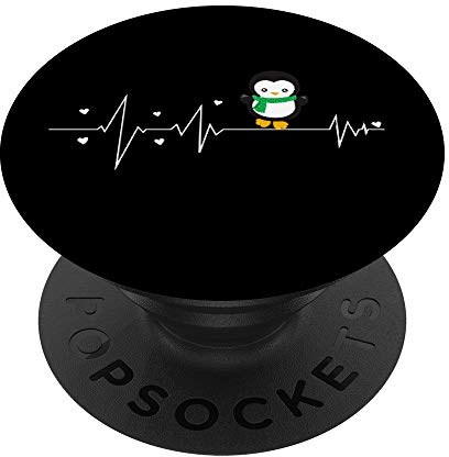 Pinguine | Süßes Pinguin mit Herzschlag PopSockets PopGrip: Ausziehbarer Sockel und Griff für Handys/Tablets mit Tauschbarem Top