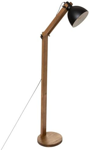 Atmosphera - Lámpara de pie de arco «Cuba» negro - metal y madera H 158 cm