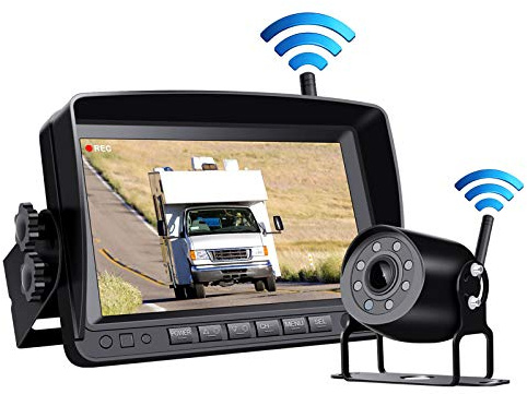 OBEST Caméra de Recul sans Fil, écran IPS Haute Définition de 7 Pouces et Caméra de Vision Nocturne Infrarouge étanche, Système D'aide Au Stationnement 12v-36v, Adapté aux Camions, Remorques
