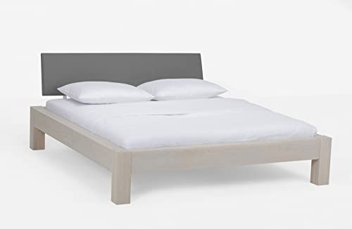 Beauty.Scouts Massivholzbett Mackanzie V m. Kopfteil schwarz Bett Wildeiche Weiß geölt verschied. Größen DICO Doppelbett Einzelbett Bettgestell Doppelbett Größe 200 x 200 cm