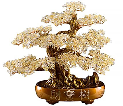 sararui Kristallbaum 14,96 Zoll Kristall Glück Baum Home Decoration Kristall Glück Baum Feng Shui Geld Baum Geschenk Baum (hellgelber Kristall) Kristalle
