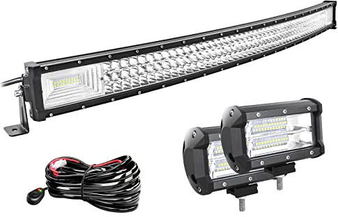 Willpower Led Lichtleiste Bar 42 + Arbeitsscheinwerfer 5 für 12V 24V Auto | Light Bar Balken 540W, 2X Scheinwerfer Zusatzscheinwerfer 60W, mit Kabelbaum, Offroad Beleuchtung für Traktor Boot KFZ ATV