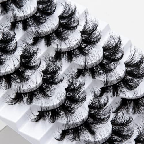 Pestañas Postizas 8 pares de Pelo Artificial 8D Multipack, Tiras Completas, Natural Pestañas Falsa Largas Adecuado para Trabajar Citas Fiesta (QZ-01)