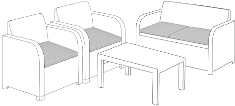 Gardenista Outdoor-Sitzkissen-Polster für Rattan-Möbel | Gartenmöbel Kissen für Carolina | wasserabweisend Patio Möbel Stuhl Polsterung | leicht und langlebig | 4 Stück (Grau)