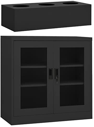 vidaXL Büroschrank mit Pflanzkasten Blumenkasten Aktenschrank Metallschrank Lagerschrank Stahlschrank Schrank Anthrazit 90x40x113cm Stahl
