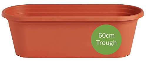 Clever Pots Vaso di Plastica per Piante, Lungo 60 cm, Fioriera da Balcone con Fori di Drenaggio, Vasi da Esterno e Interno, Resistenti Alle Intemperie per Fiori, Piante, Terrazze e Patio, Terracotta