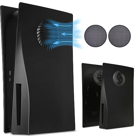 Dobewingdelou Placche con prese d'aria di raffreddamento e filtro antipolvere per edizione disco Piastra frontale Coperchio console Piastra laterale di ricambio Accessori ABS Nero