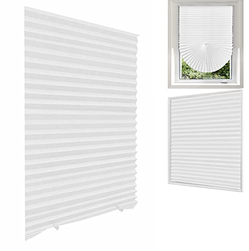 Temporary Blinds for Windows,No Drill Blind Stick on Curtains for Bedroom Kitchen Bathroom Windows,Light Filtering Privacy Protection,Easy to Cut and Install with 2 Clips,White,60x150CM