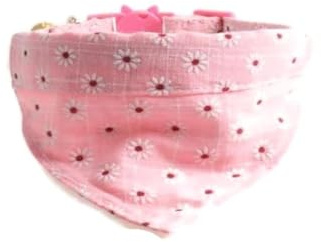 Luxuriöse Katzenhalsbänder mit Fliege und Glöckchen, sichere Schnellverschluss-Schnalle, Zacal-Katzenhalsbänder (rosa Blumen-Bandana)