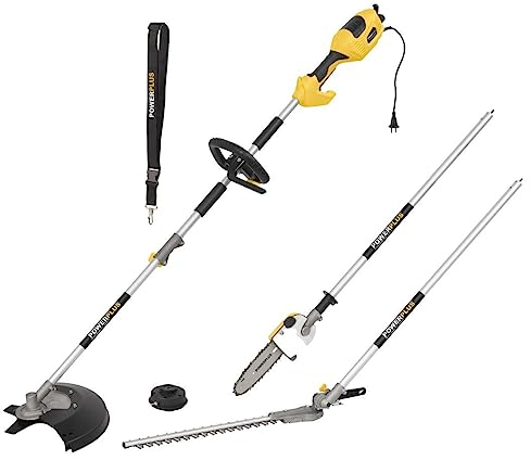 POWER plus Elektrisches Garten-Multitool POWXG3020-1000 W 4-in-1 Gartengerät, Heckenschere, Rasentrimmer, Kettensäge und Elektro-Freischneider