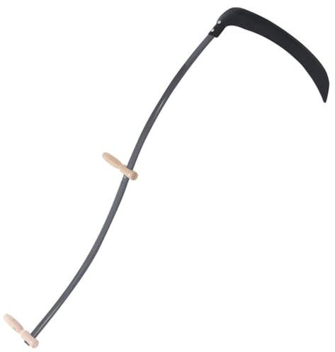 GOLINPEILO Scythe with Grinding Stone, Snath Length 57.1, Blade Length 23.2, Grass and Weeding Sickle with Handle and Grinding Stone Held Sickle Tool for Garden Farm, Silver Grass Sickle Kit ﻿