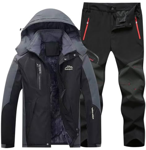 Générique Ensemble de Veste de Ski et de Pantalon pour Hommes, Imperméable, Combinaison de Neige, Chaud, Hiver, Snowboard, Manteau de Neige, Fitness, Style Européen Américain, Sportif, 2 Pièces