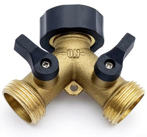 Hose Tap Splitter With Individual On/off Valves Brass,Tap Y Splitter Brass Manifold Two Way Washing Machine Hose Connector 3/4,For Garden,Kitchen