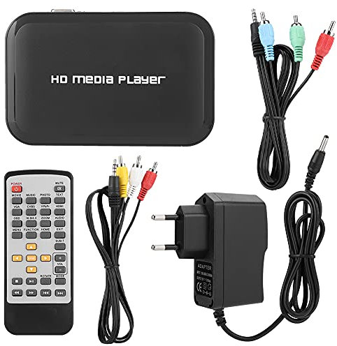 NDNCZDHC Lettore Multimediale HDMI, Mini Lettore Multimediale HD 1080p M3 Lettore Video 100-240 V con Telecomando per TV LCD HDMI, Vecchia TV CRT(EU Plug)