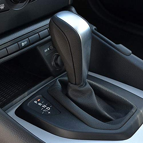 Yoegerery Schaltknauf Kopf für BMW E81 E82 E87 E90 E91 E92 E93 E84 | Automatisch Leder Schaltknäufe (Silber-1)