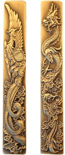 Ericetion Drache Und Phönix Geschnitzter Briefbeschwerer, Antikes Messing, Kalligraphie-briefbeschwerer, Vintage-briefbeschwerer Pinselschrift-Design