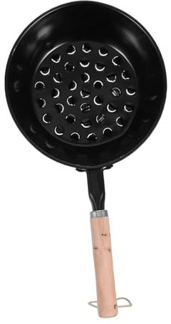 WEKADRIN Charcoal Starter Chimney Lighter Pan for Camping Outdoor BBQ Grill Fire Starter Pot Black Wood Handle Camping Burner Pot