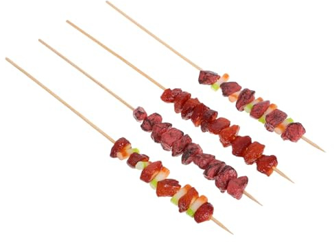 VICASKY 4 Stück Realistische Künstliche Grillspieße aus Kunststoff Kleines Küchen Spiellebensmittelset für Rollenspiele Foto Requisiten und Partydekoration