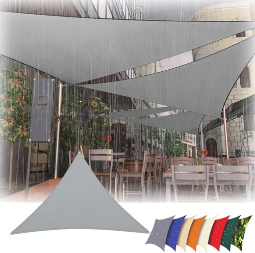 Sonnensegel Dreieckig 7m x7m x9m Wasserdicht, Sonnenschutz Segel 95% UV-Schutz,mit Spannseilen,für Außenbereich, Terrasse, Balkon, Patio,Garten, Grau