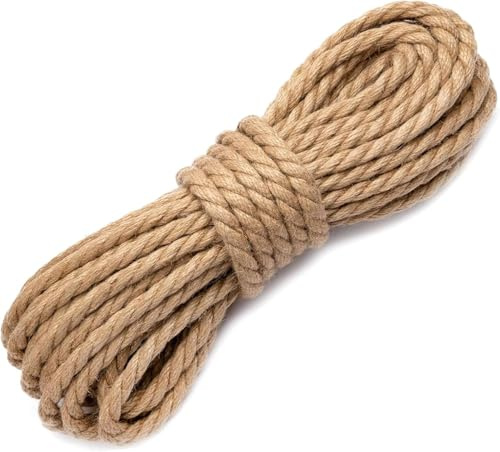 ZephyrCraft Corda in Juta Naturale Spessa 8 mm per Decorazioni e Fai da Te, 25M Corda di Canapa Resistente, Spago di Iuta Naturale per Artigianato, Arredamento, Gatto, Giardinaggio (8 mm x 10 M)