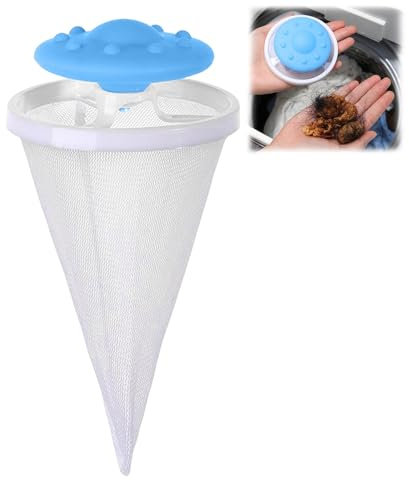 Pet Hair Remover Washing Machine, Washing Machine Lint Catcher, Pet Hair Dissolver Washing Machine Reusable, Pet Hair Remover for Laundry and Floating Hairs Filtering Mesh (Blue)