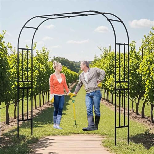 Gartenbogen Kletterpflanzen Rosenbogen Verzinkt Stahl Hochzeitsbogen Rankgitter Wetterfest Pergola Torbogen Rankhilfe für Hof Gartendekoration(120x240cm)