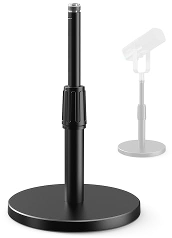 FIFINE Desktop Microphone Stand, Heavy-Duty Metal Adjustable Table Mic Stand with 5/8 Male to 3/8 Female Screw Adapter, 4 Non-Slip Pads Compatible with Microphones for Recording, Streaming-BS1