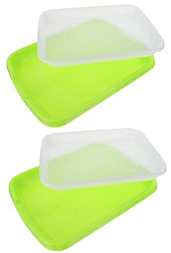 IWOWHERO Vassoio la Germinazione delle Piante e Vaschetta Semenzaio in Plastica Ecologica, Set da 2 Pezzi 34x25x4 Cm per Giardinaggio Domestico e Orto Balcone