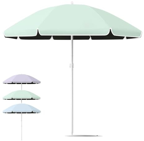 Ombrellone da esterno regolabile da 1,8 m, protezione solare UV50+, 8 costole, per piscina, giardino, bar, colore ciano, diametro 180 cm, perfetto per l'estate