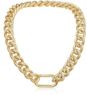 U7 Collana Donna Oro Catena Cubana Grossa in Alluminio Leggera | Materiale leggera, ipoallergenica, finitura resistente; Larghezza 13/16/23mm, lunghezza 41/46/51/55cm; Accessorio per feste