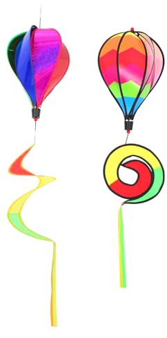 UKCOCO 2pièces Ornements Suspendus Montgolfière Effet Spirale Colorée Décoration Jardin Extérieure Rotative pour Balcon Fête Et Événement