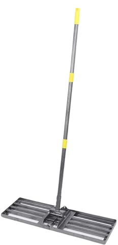 Focket Rastrillo nivelador de césped, Resistente y Ahorra Esfuerzo, con Placa de Base de 76 x 25 cm y Mango Ajustable, Ideal para Jardines, Campos de Golf y Patios