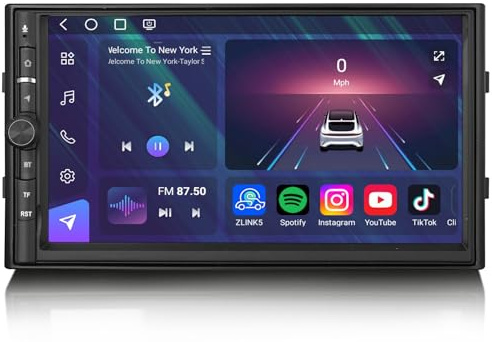 GONFEN 7 Pouces Qualcomm 8-Cœurs 8Go+128Go Universal Android 14 Autoradio GPS Navigation avec Bluetooth 5.1 CarPlay sans Fil Android Auto WiFi 4G Écran Tactile IPS FM Radio RDS Dab+ DSP DVR TPMS